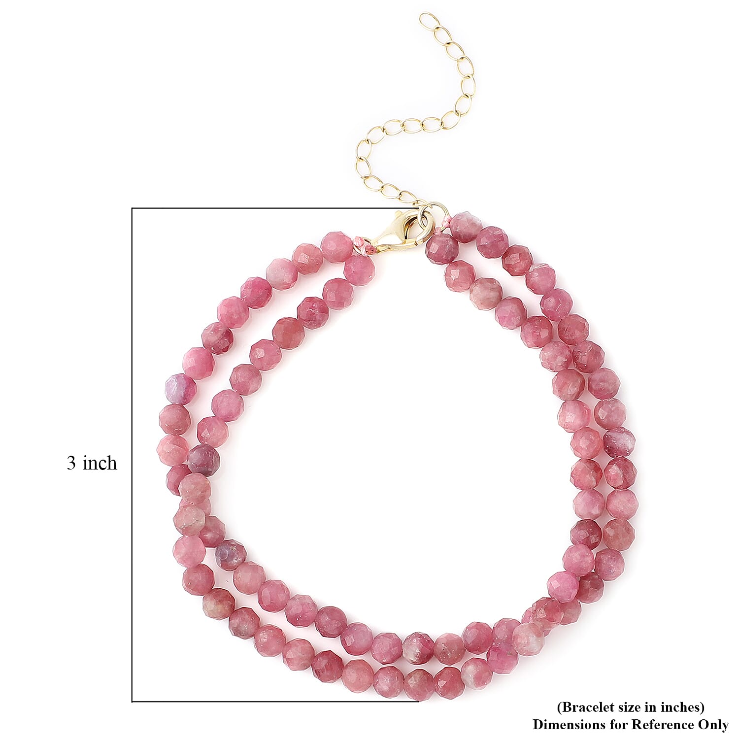 Morro Redondo Pink Tourmaline Beaded Dual Row Bracelet in 14K Yellow Gold Over Sterling Silver (6.75 In) 65.00 ctw