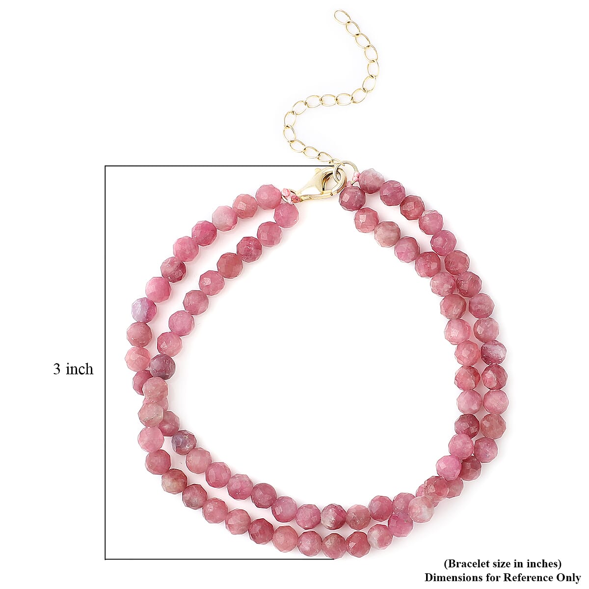 Morro Redondo Pink Tourmaline Beaded Dual Row Bracelet in 14K Yellow Gold Over Sterling Silver (6.75 In) 65.00 ctw image number 4