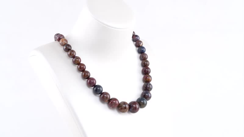 Pietersite 8-17mm Beaded Necklace 20 Inches in Rhodium Over Sterling Silver 383.00 ctw