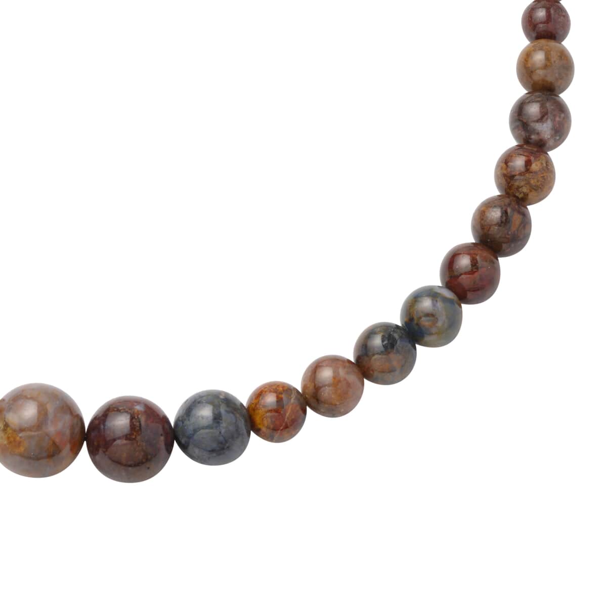 Pietersite 8-17mm Beaded Necklace 20 Inches in Rhodium Over Sterling Silver 383.00 ctw image number 2