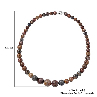 Pietersite 8-17mm 383.00 ctw Beaded Necklace in Rhodium Over Sterling Silver 20 Inches