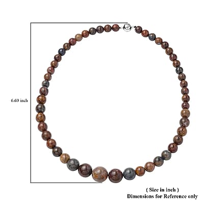 Pietersite 8-17mm 383.00 ctw Beaded Necklace in Rhodium Over Sterling Silver 20 Inches
