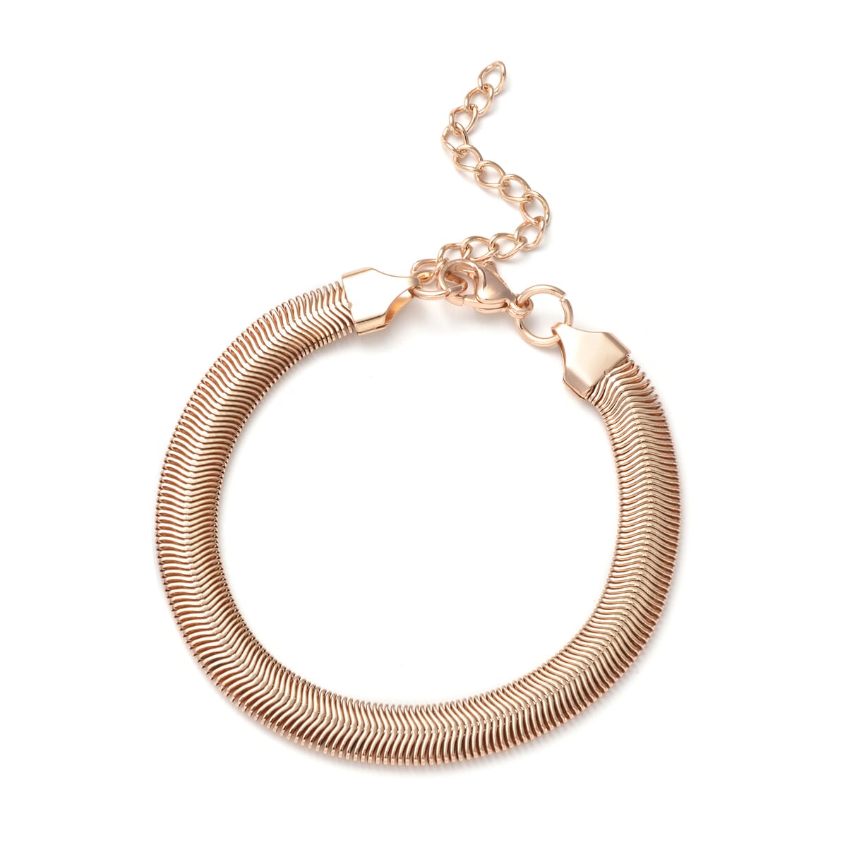 Flat Snake Bracelet in ION Plated Rose Gold Stainless Steel (7.50-9.50In) image number 0