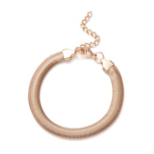 Flat Snake Bracelet in ION Plated Rose Gold Stainless Steel (7.50-9.50In)