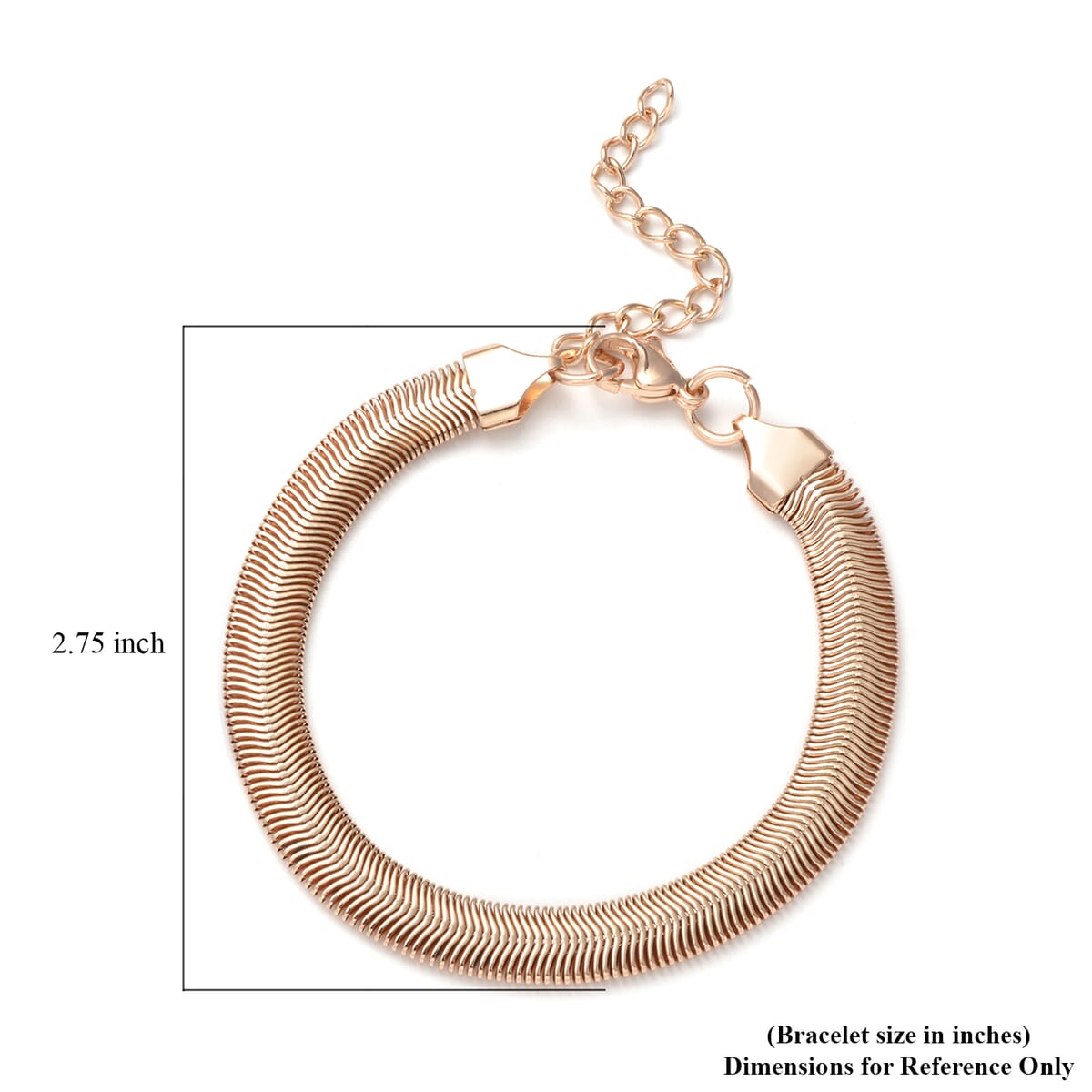 Flat Snake Bracelet in ION Plated Rose Gold Stainless Steel (7.50-9.50In) image number 2