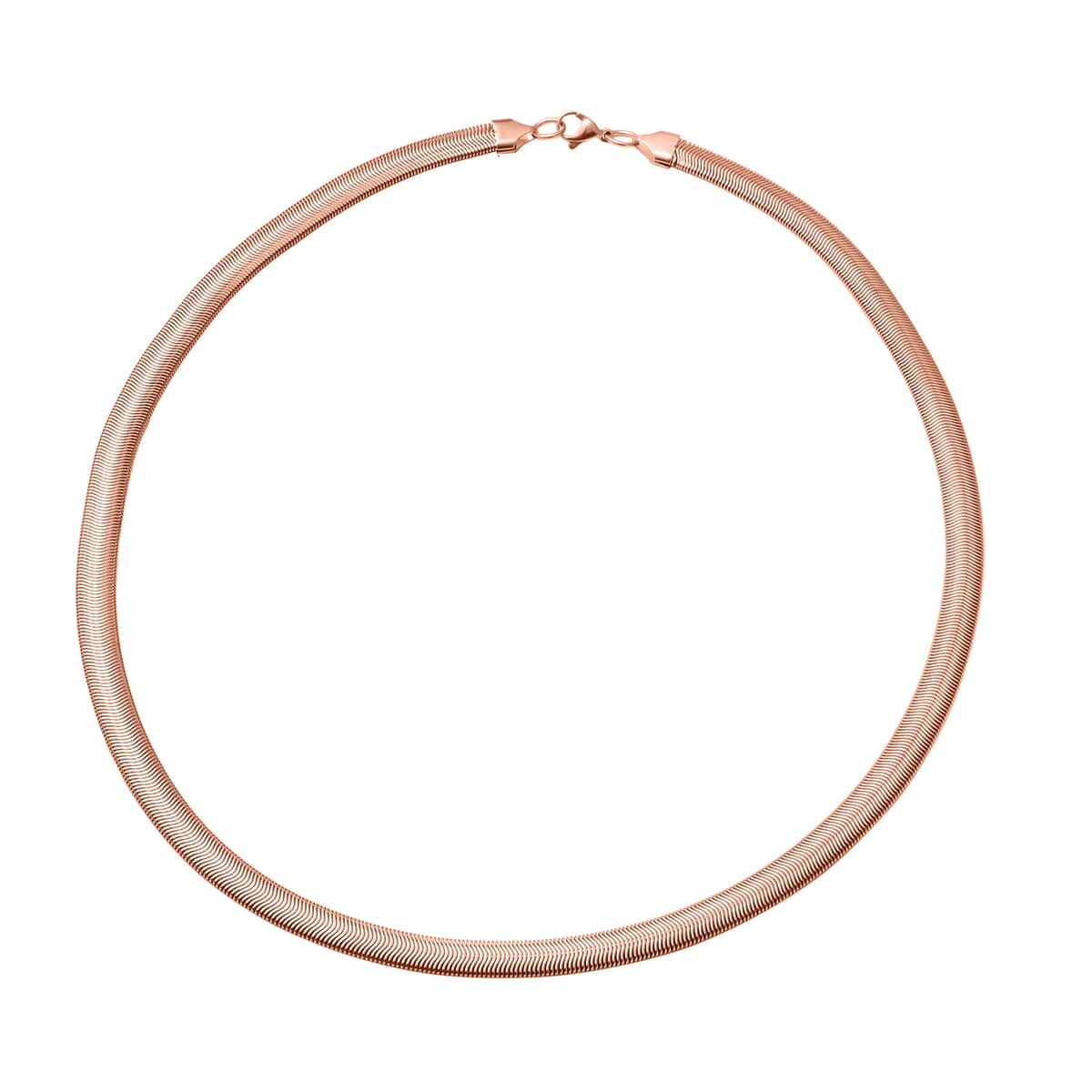 Flat Snake Chain Necklace 24 Inches in ION Plated Rose Gold Stainless Steel 28 Grams image number 0