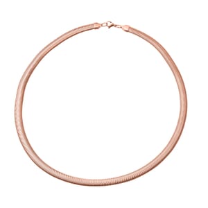 Flat Snake Chain Necklace 24 Inches in ION Plated Rose Gold Stainless Steel 28 Grams