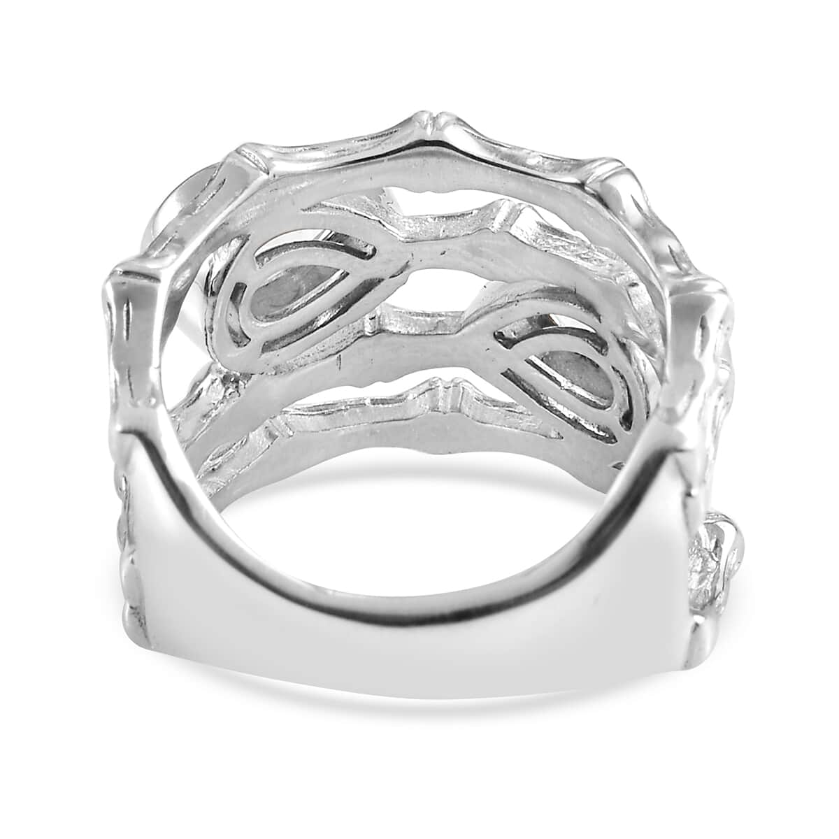 Lustro Stella Made with Finest CZ Bypass Ring in Platinum Over Sterling Silver (Size 9.0) 2.70 ctw image number 4