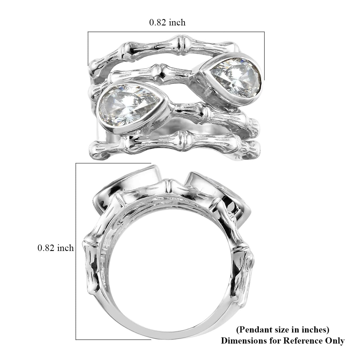 Lustro Stella Made with Finest CZ Bypass Ring in Platinum Over Sterling Silver (Size 9.0) 2.70 ctw image number 5