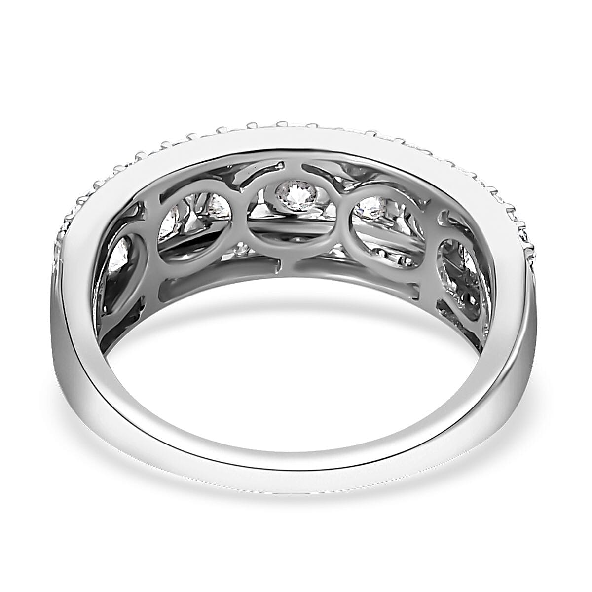 Luxoro 10K White Gold Moissanite Band Ring (Size 10.0) 1.25 ctw