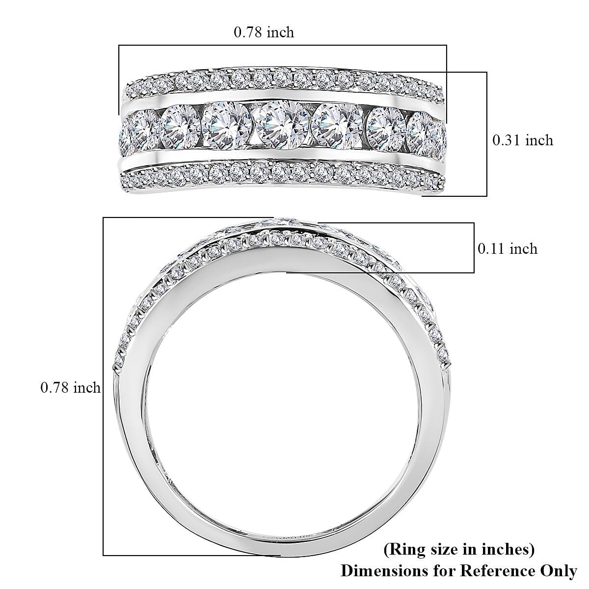 Luxoro 10K White Gold Moissanite Band Ring (Size 10.0) 1.25 ctw