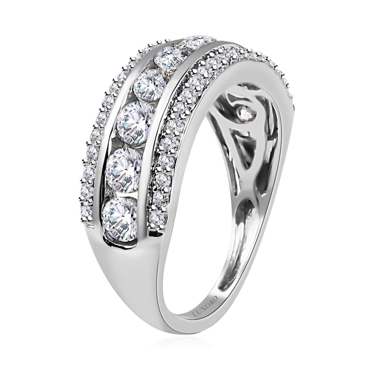 Moissanite 1.25 ctw Band Ring in 10K White Gold (Size 6.0) image number 3