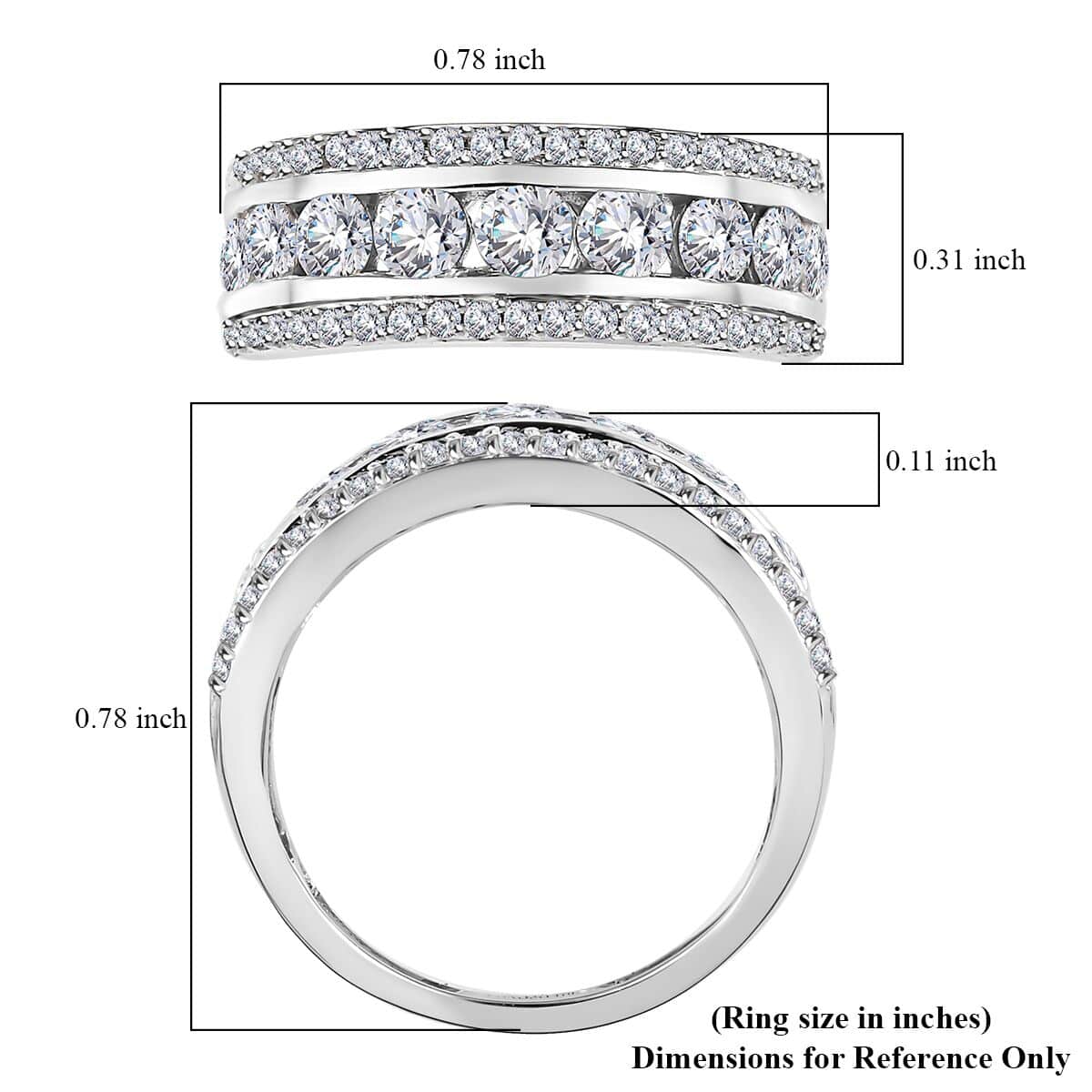 Moissanite 1.25 ctw Band Ring in 10K White Gold (Size 6.0) image number 5