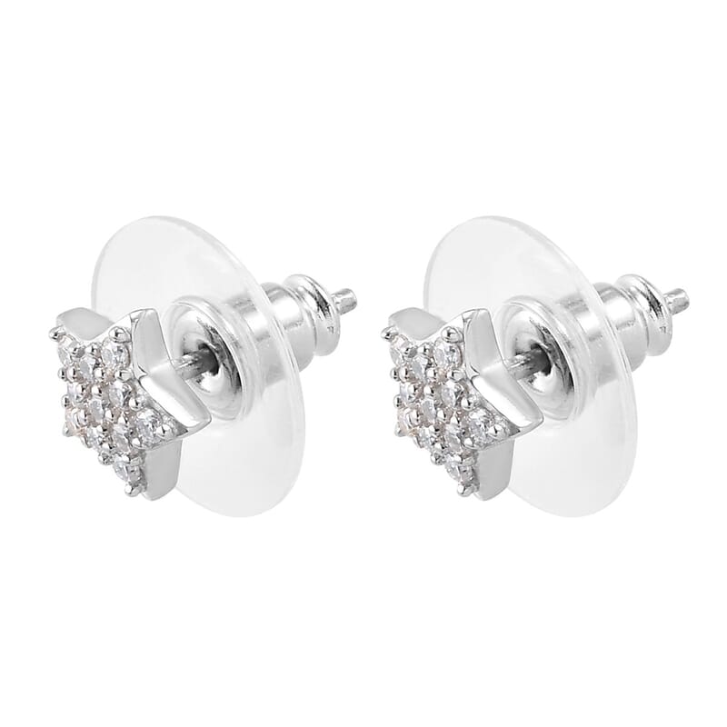 Moissanite Star Stud Earrings in Platinum Over Sterling Silver 0.25 ctw