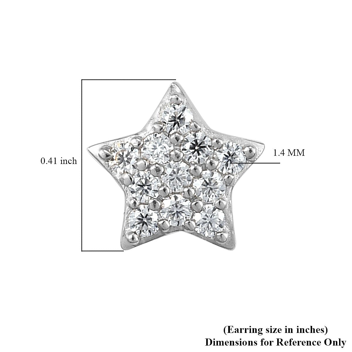 Moissanite Star Stud Earrings in Platinum Over Sterling Silver 0.25 ctw
