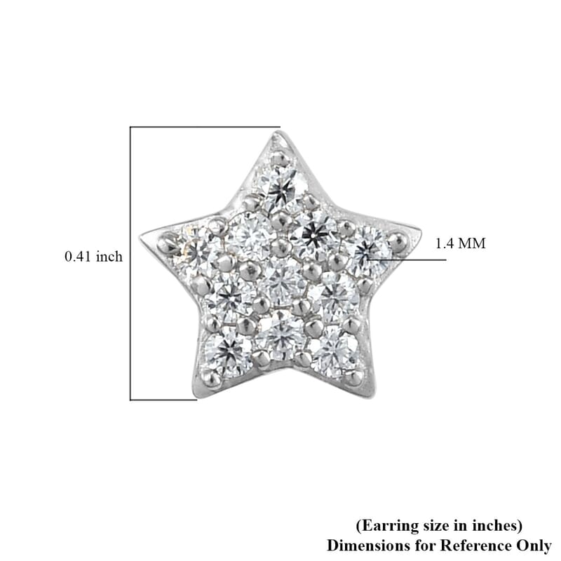 Moissanite Star Stud Earrings in Platinum Over Sterling Silver 0.25 ctw