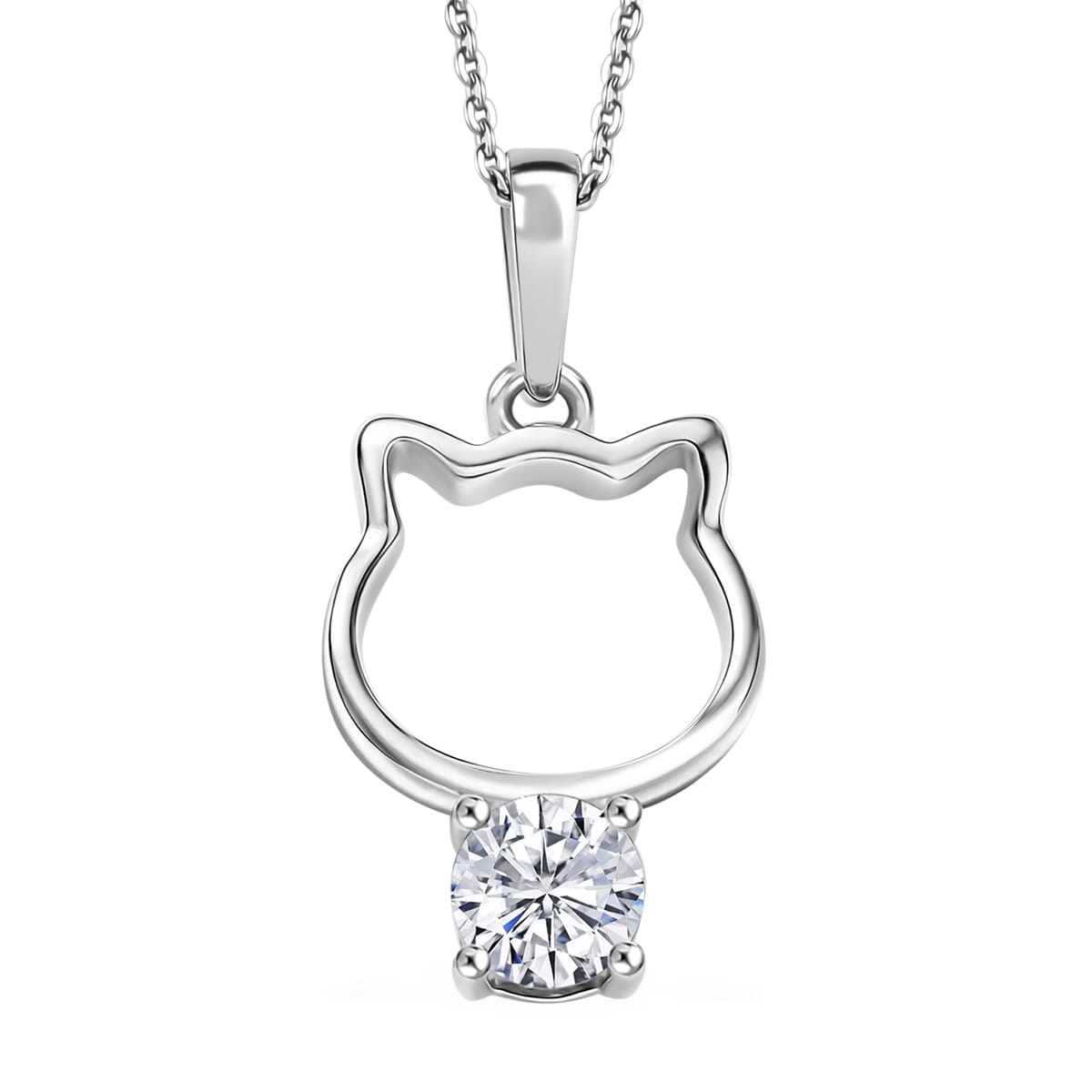 Simulated Diamond Pendant Necklace in Platinum Over Sterling Silver 20 Inches image number 0
