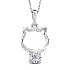 Simulated Diamond Pendant Necklace in Platinum Over Sterling Silver 20 Inches