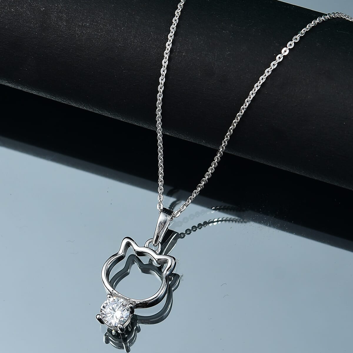 Simulated Diamond Pendant Necklace in Platinum Over Sterling Silver 20 Inches image number 1