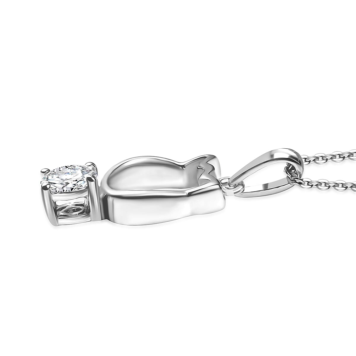 Simulated Diamond Pendant Necklace in Platinum Over Sterling Silver 20 Inches