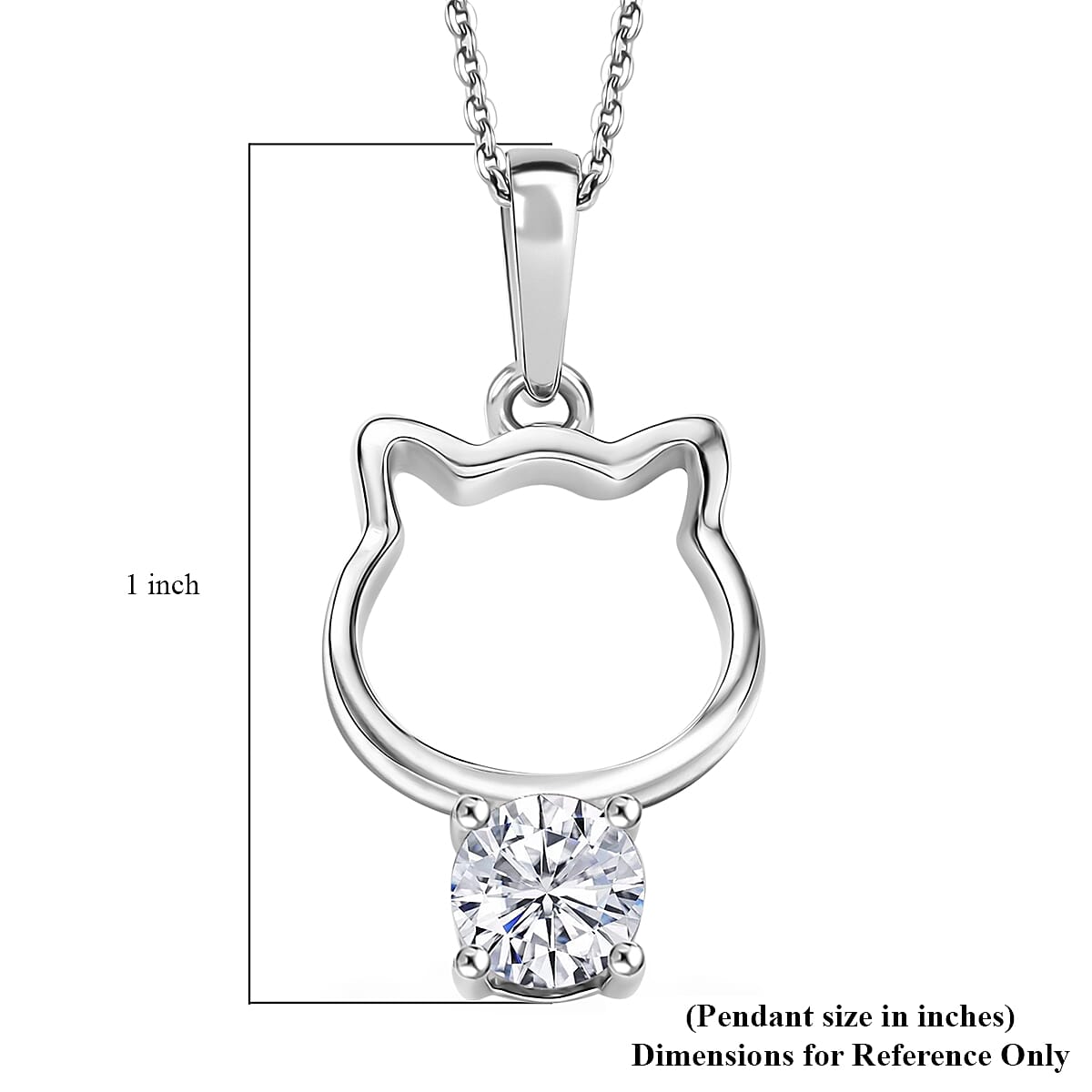 Simulated Diamond Pendant Necklace in Platinum Over Sterling Silver 20 Inches