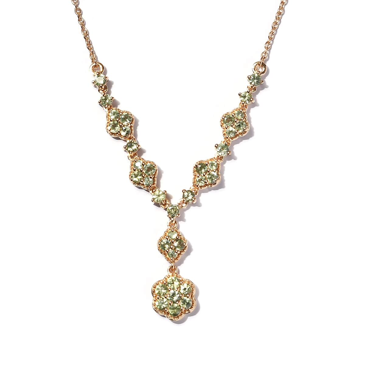Natural Ambanja Demantoid Garnet Necklace 18 Inches in Vermeil Yellow Gold Over Sterling Silver 3.10 ctw image number 0