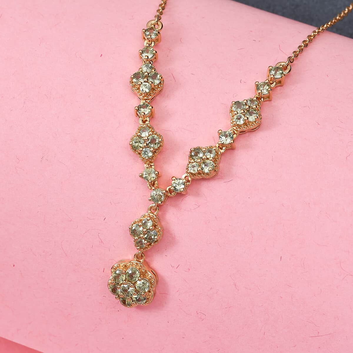 Natural Ambanja Demantoid Garnet Necklace 18 Inches in Vermeil Yellow Gold Over Sterling Silver 3.10 ctw image number 1