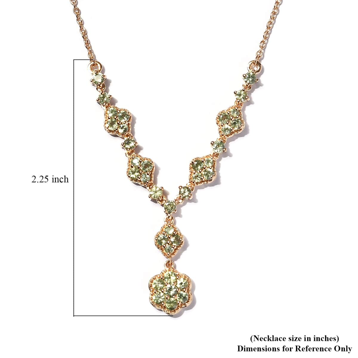 Natural Ambanja Demantoid Garnet Necklace 18 Inches in Vermeil Yellow Gold Over Sterling Silver 3.10 ctw image number 5