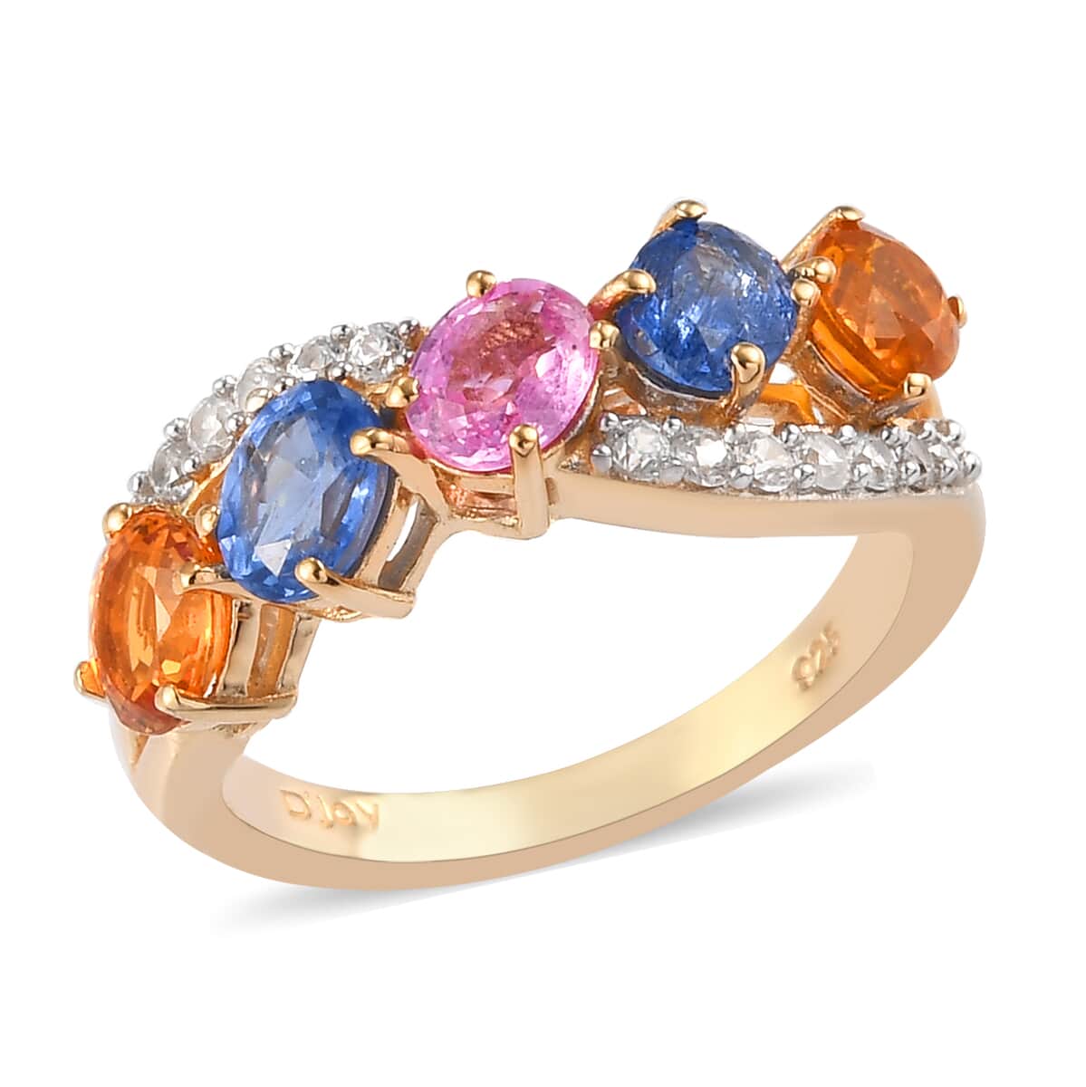 Multi Gemstone Infinity Ring in Vermeil Yellow Gold Over Sterling Silver 2.40 ctw image number 0
