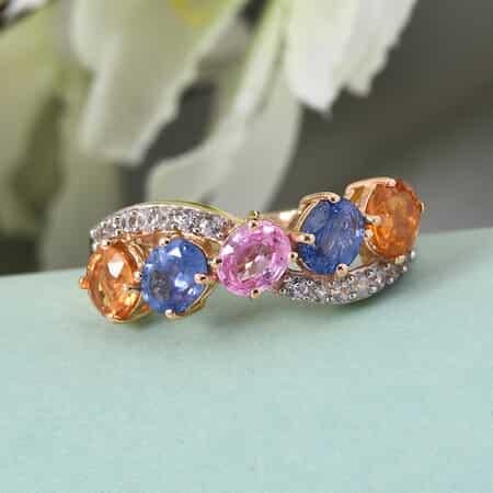 Multi Gemstone Infinity Ring in Vermeil Yellow Gold Over Sterling Silver (Size 7.0) 2.40 ctw image number 1