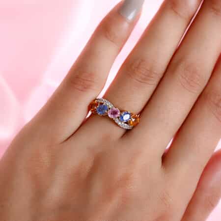 Multi Gemstone Infinity Ring in Vermeil Yellow Gold Over Sterling Silver (Size 7.0) 2.40 ctw image number 2