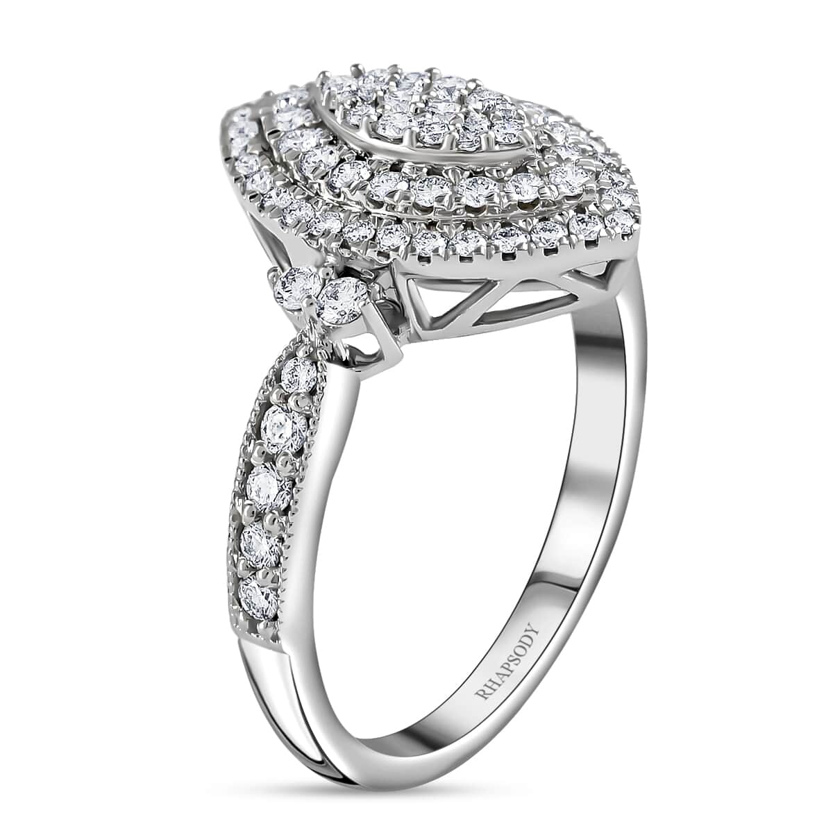 RHAPSODY 950 Platinum IGI CERTIFIED Diamond E-F VS Marquise Shape Ring 7.80 Grams 1.00 ctw image number 2