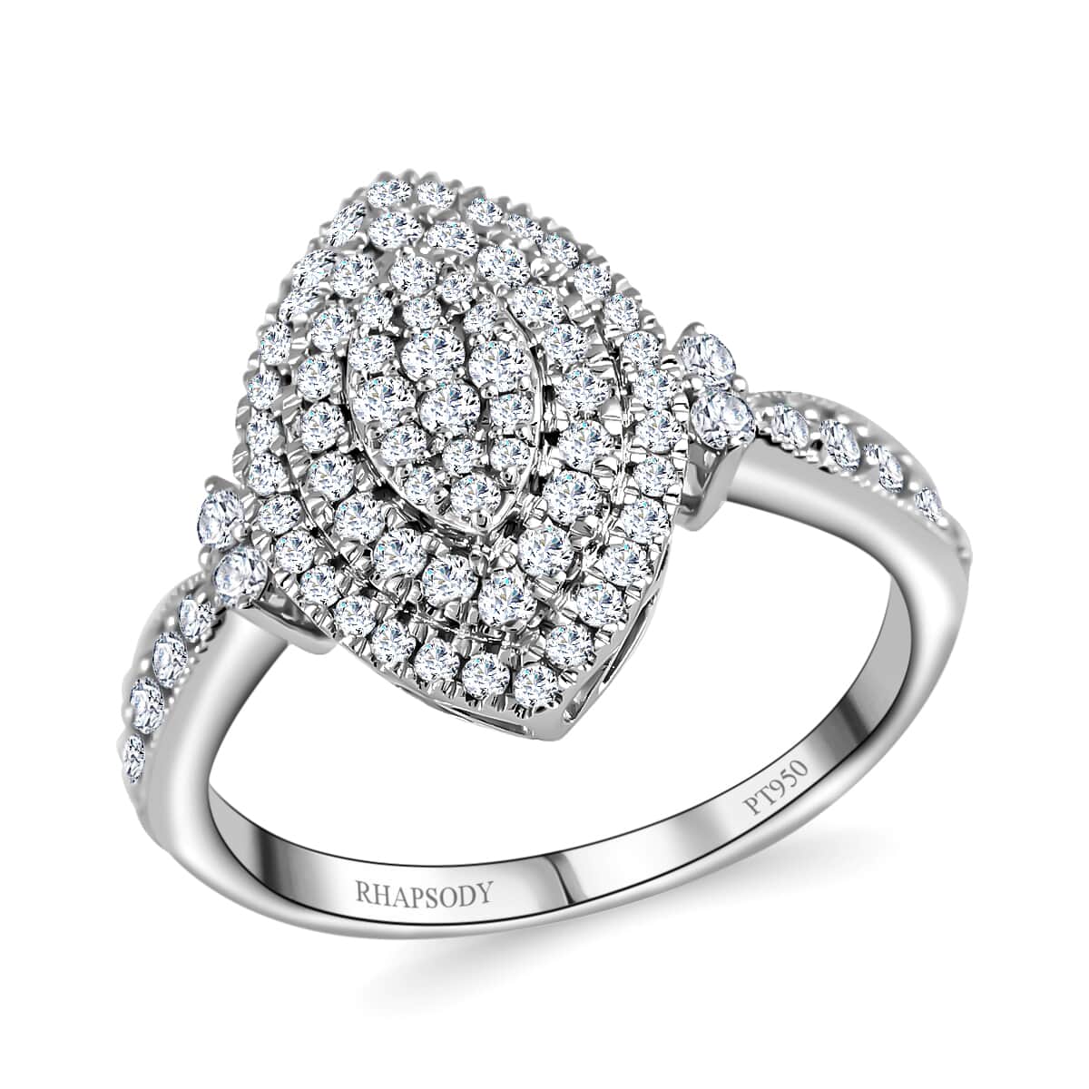 Rhapsody 950 Platinum IGI CERTIFIED Diamond E-F VS Marquise Shape Ring (Size 6.0) 7.80 Grams 1.00 ctw image number 0