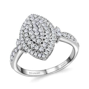 Rhapsody 950 Platinum IGI CERTIFIED Diamond E-F VS Marquise Shape Ring (Size 7.0) 7.80 Grams 1.00 ctw