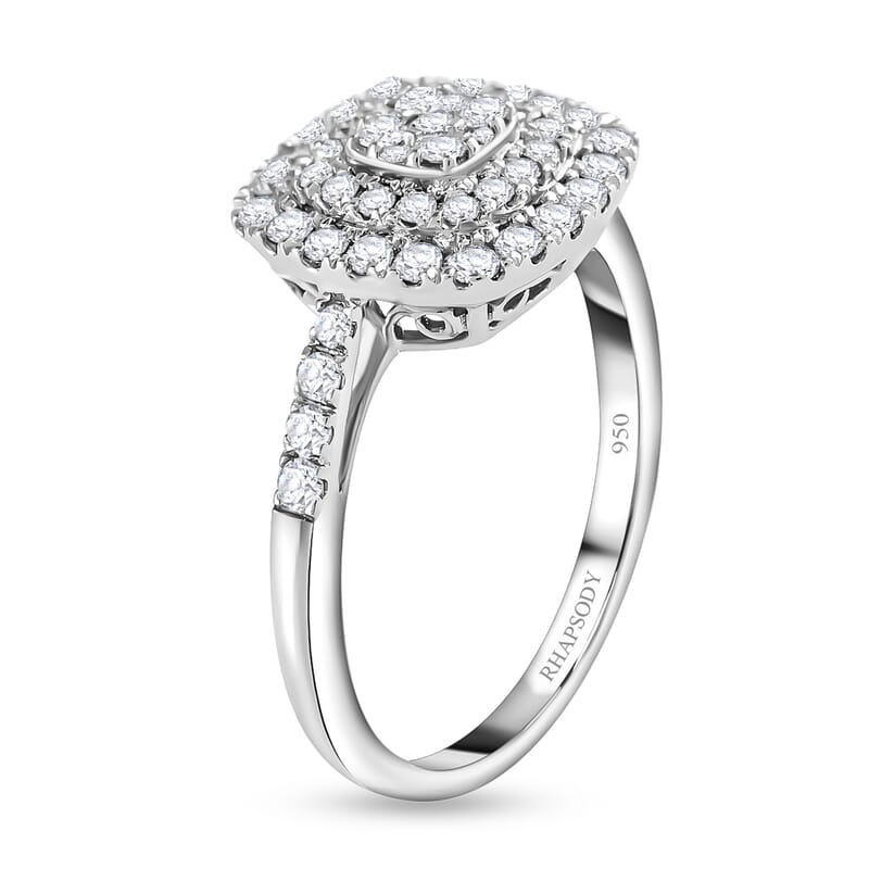 IGI Certified Rhapsody 950 Platinum Diamond E-F VS Cluster Ring (Size 10.0) 8.10 Grams 1.00 ctw