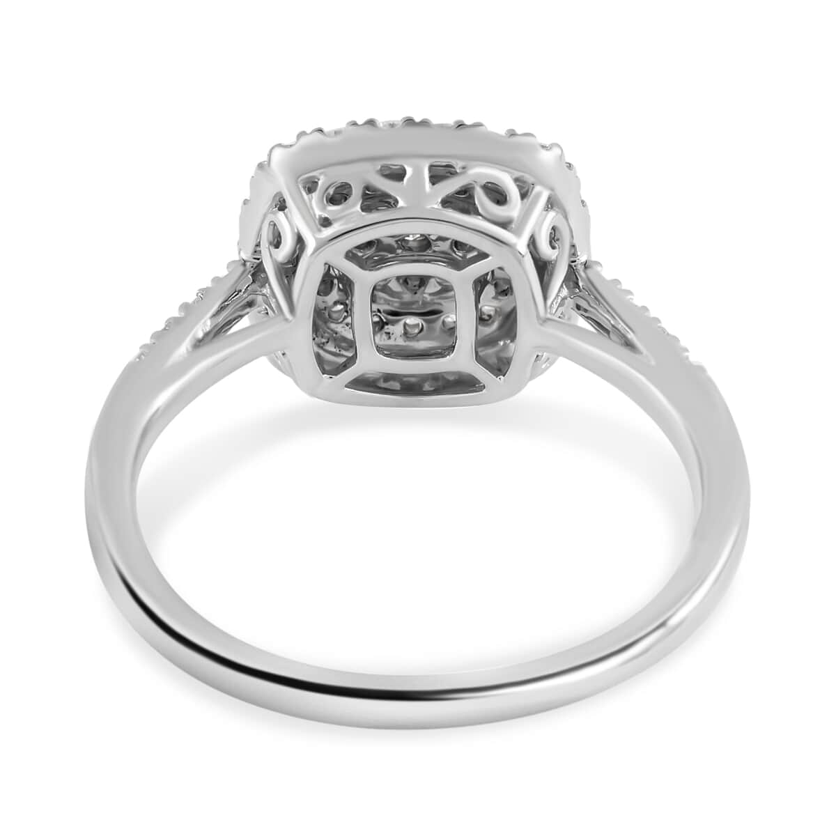 Rhapsody 950 Platinum IGI Certified 950 Platinum Diamond E-F VS Cluster Ring 8.10 Grams 1.00 ctw image number 3