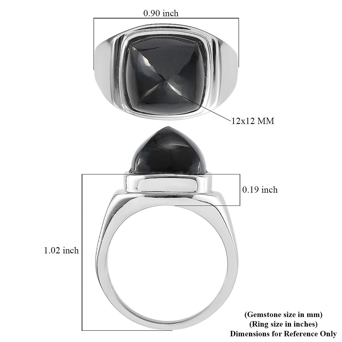 California Black Jade Men's Ring in Stainless Steel (Size 10.0) 14.20 ctw