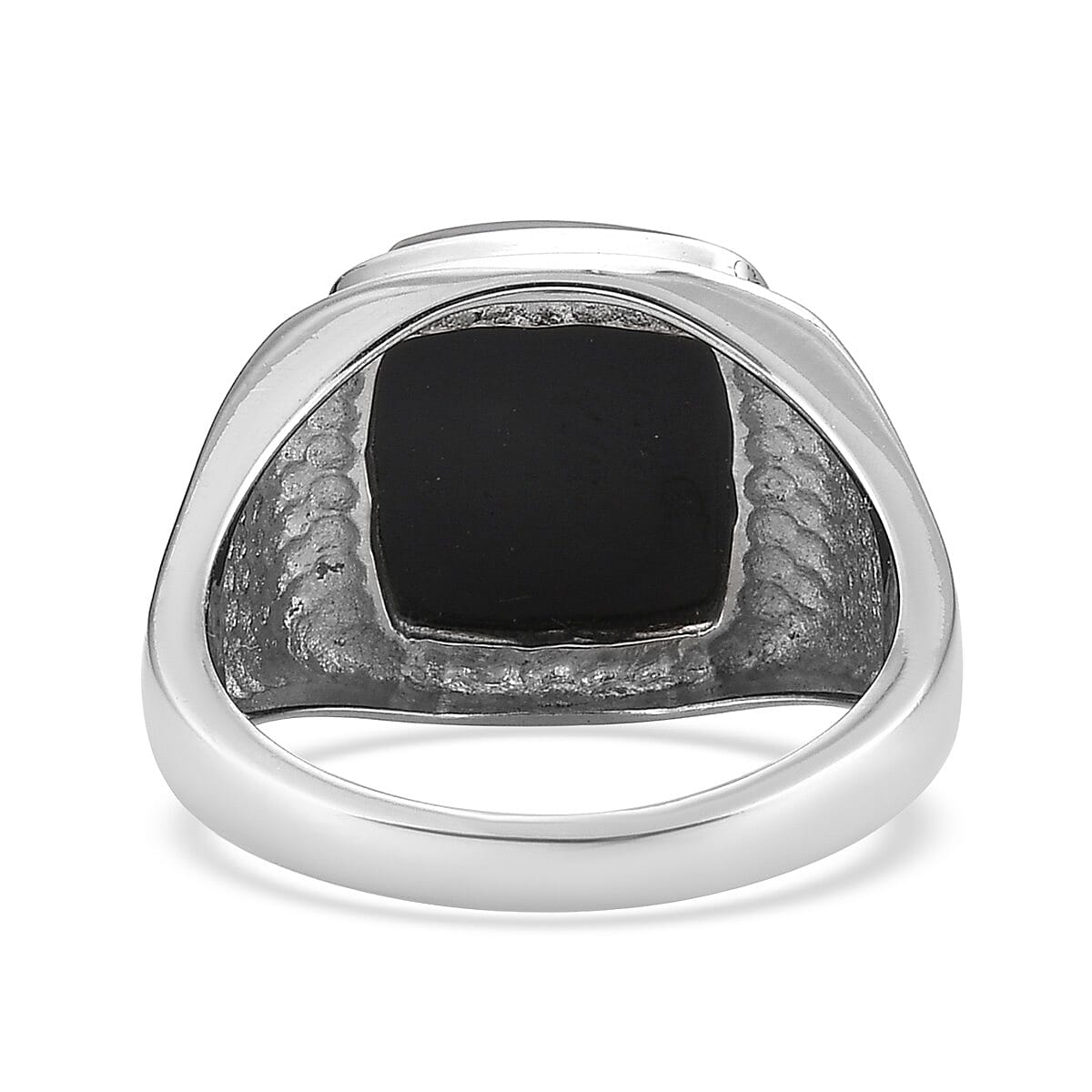 California Black Jade Men's Ring in Stainless Steel (Size 12.0) 14.20 ctw image number 4