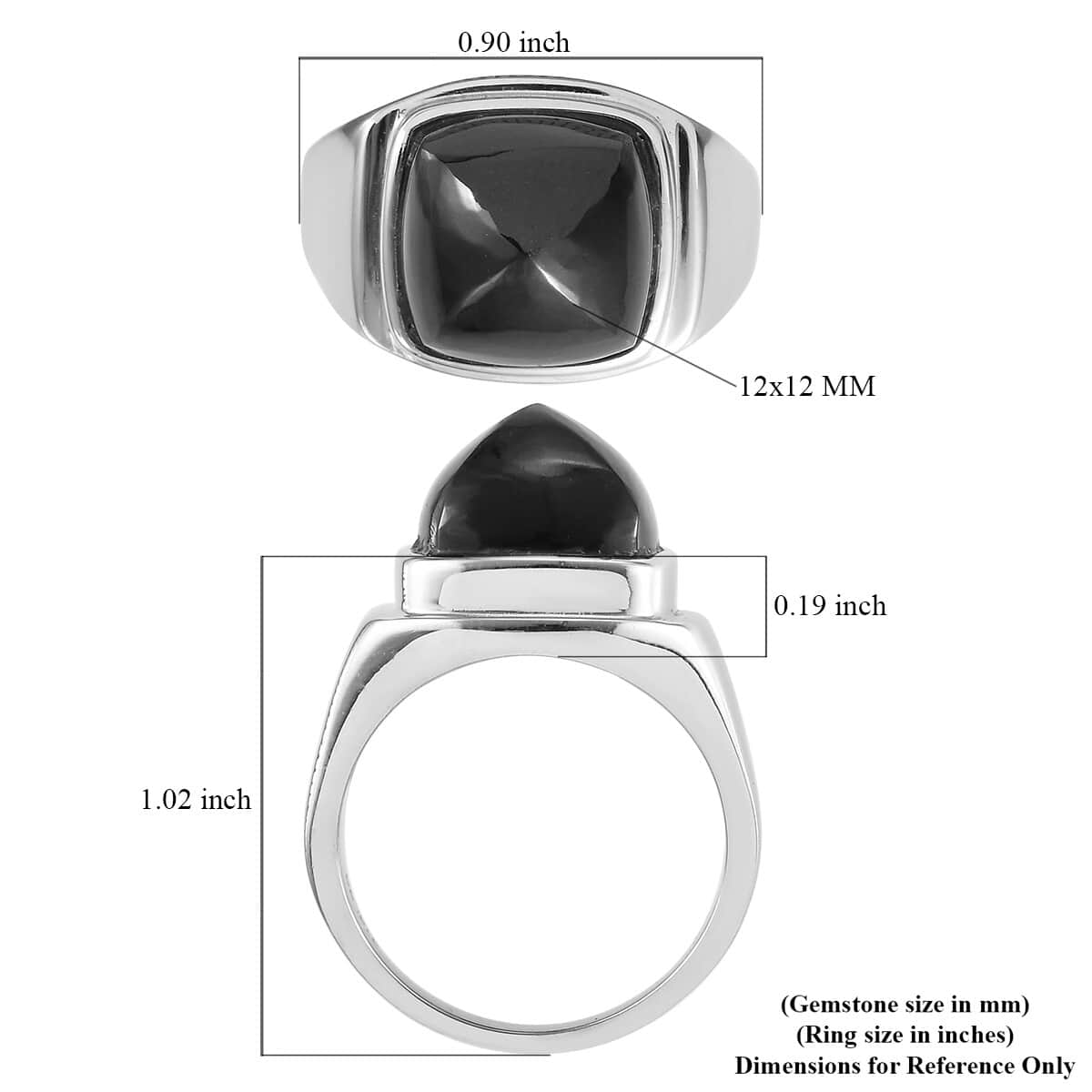 AMERICAN California Black Jade Men's Ring in Stainless Steel (Size 9.0) 14.20 ctw image number 5