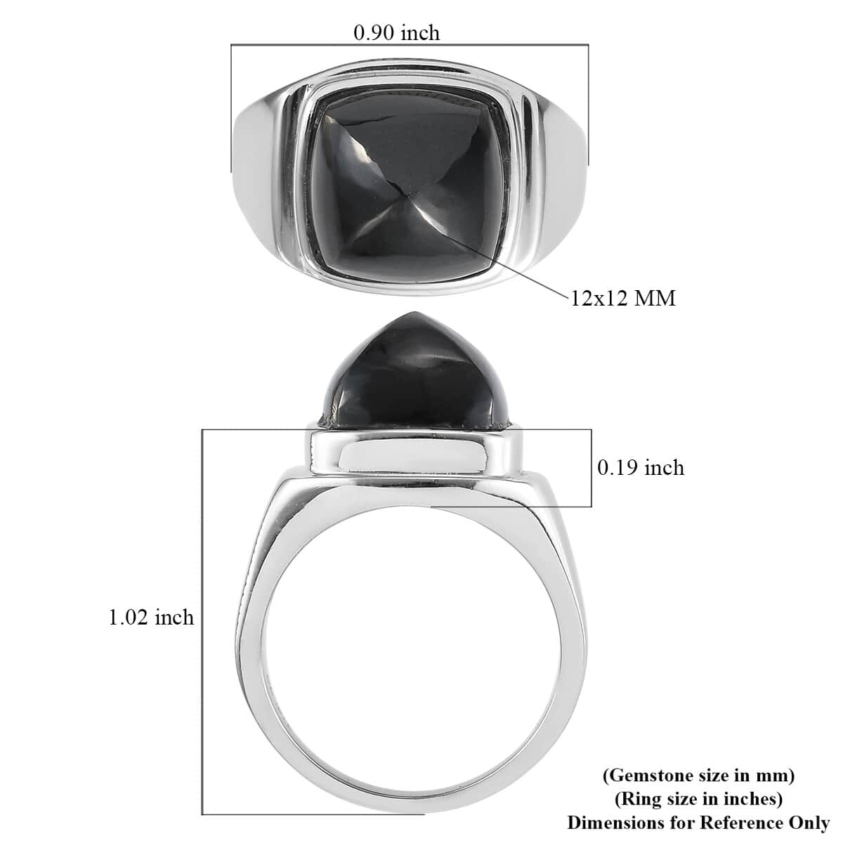 AMERICAN California Black Jade Men's Ring in Stainless Steel (Size 9.0) 14.20 ctw image number 6