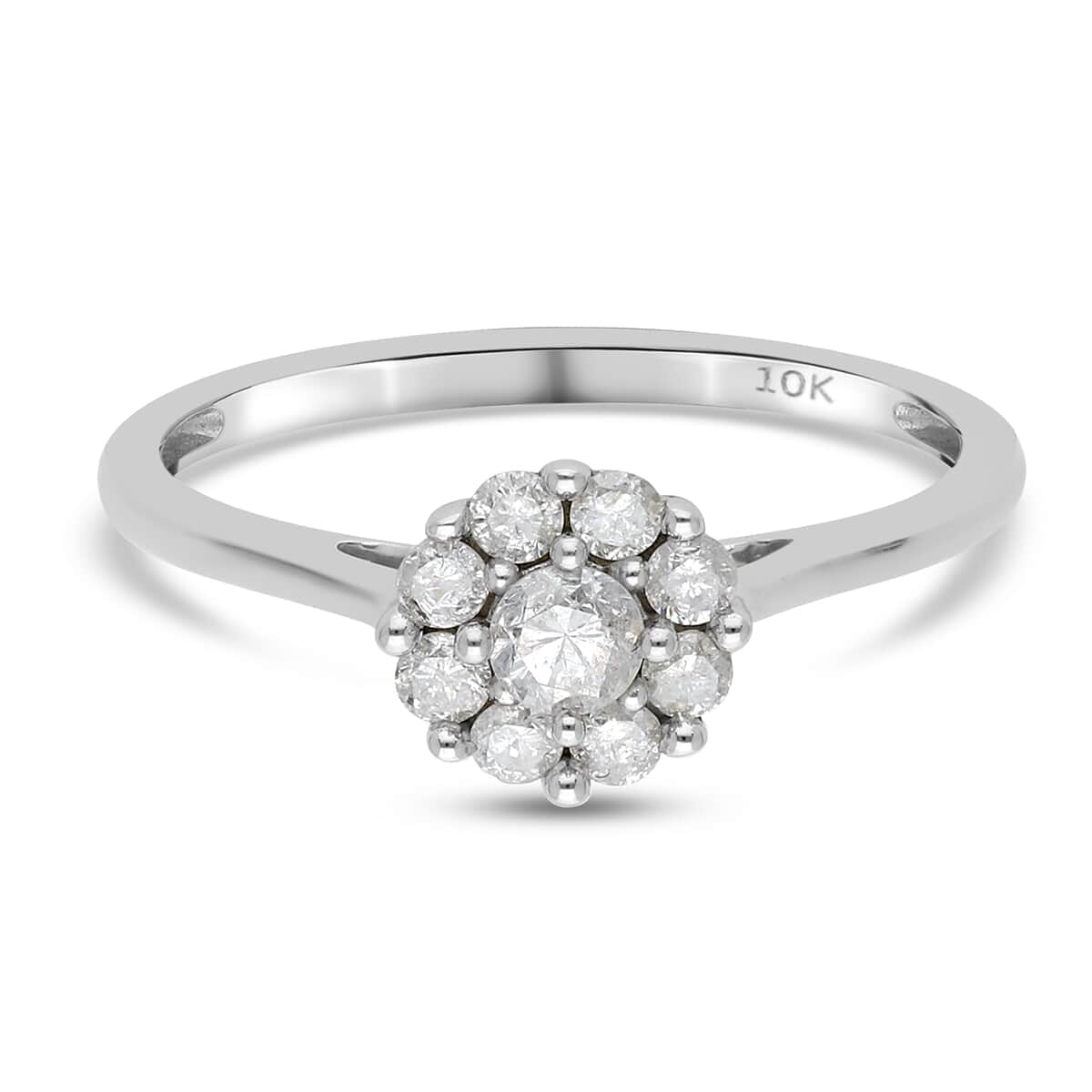 SGL Certified Luxoro 10K White Gold Natural G-H I3 Diamond Floral Ring (Size 10.0) 0.50 ctw image number 0