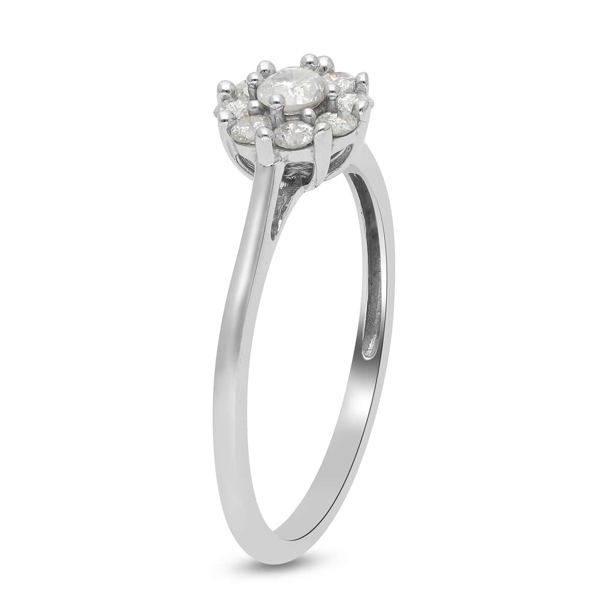 SGL Certified Luxoro 10K White Gold Natural G-H I3 Diamond Floral Ring (Size 10.0) 0.50 ctw image number 3
