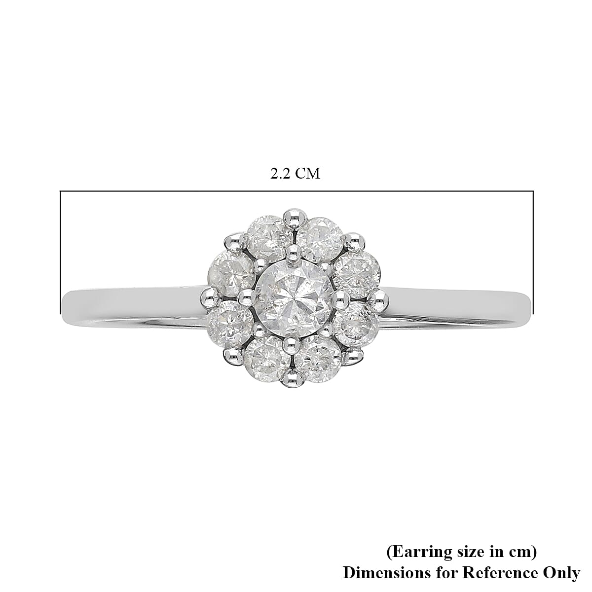 SGL Certified Luxoro 10K White Gold Natural Diamond (G-H, I3) Floral Ring (Size 10.0) 0.50 ctw image number 5