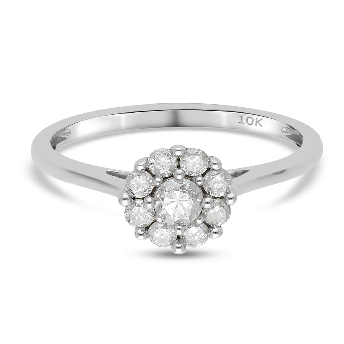 SGL Certified Luxoro 10K White Gold Natural G-H I3 Diamond Floral Ring (Size 7.0) 0.50 ctw image number 0