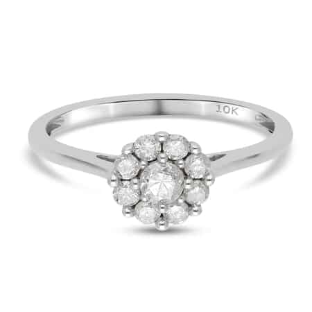 SGL Certified Luxoro 10K White Gold Natural G-H I3 Diamond Floral Ring (Size 9.0) 0.50 ctw image number 0
