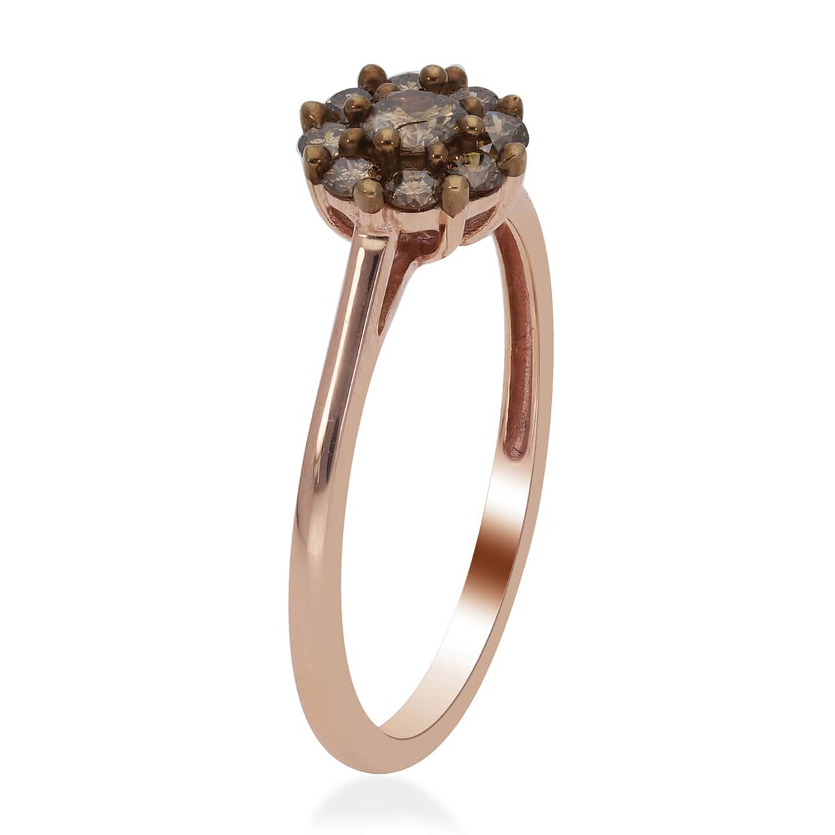 SGL Certified 10K Rose Gold Natural Champagne Diamond Floral Ring (Size 10.0) 2.15 Grams 0.50 ctw image number 3