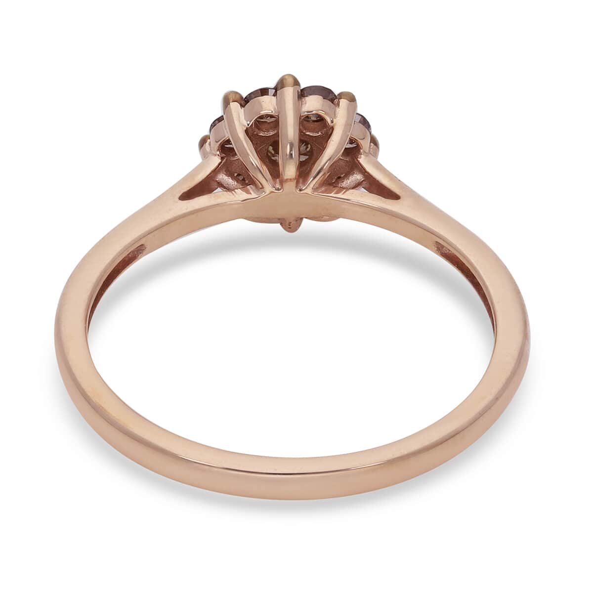 SGL Certified 10K Rose Gold Natural Champagne Diamond Floral Ring (Size 10.0) 2.15 Grams 0.50 ctw image number 4