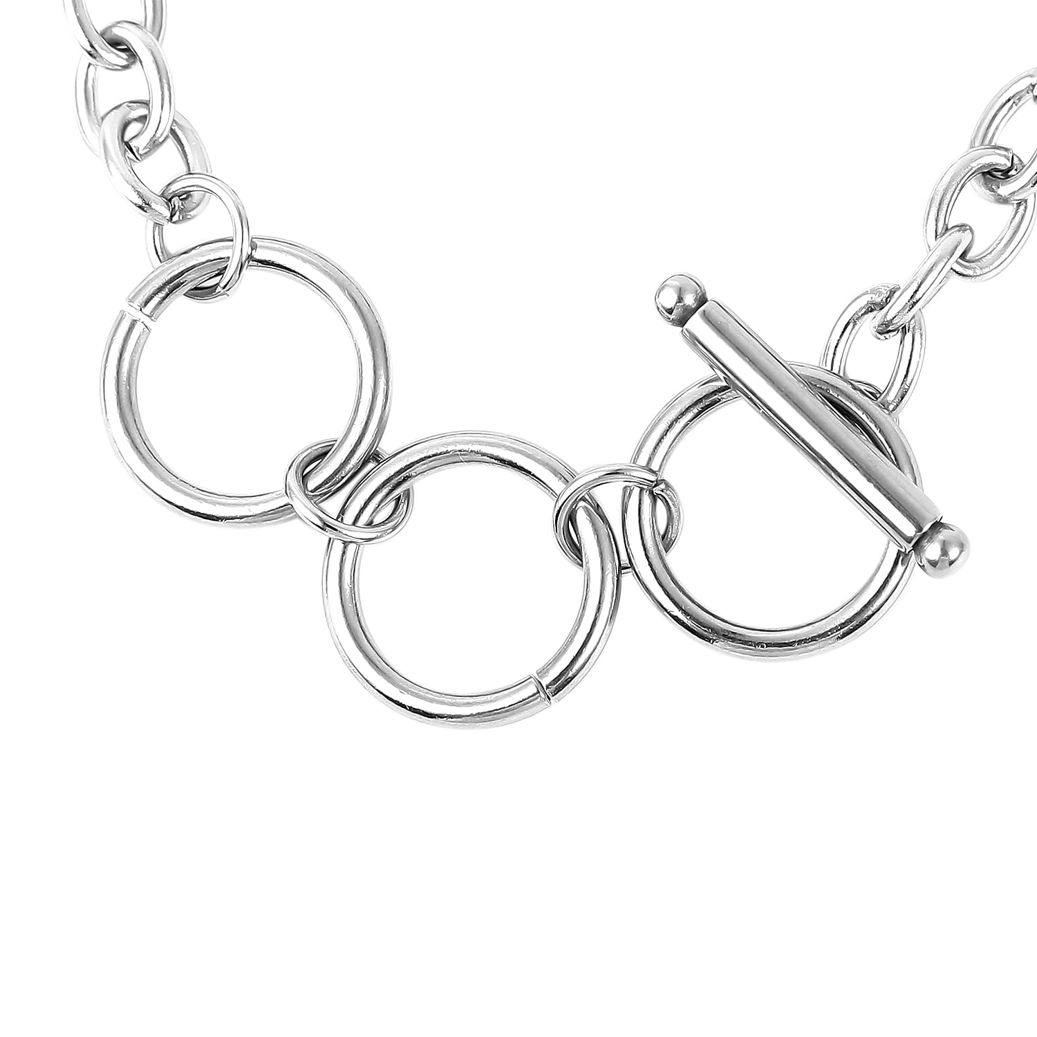 White Mother Of Pearl Station Bracelet in Stainless Steel (7.5-9.5In)