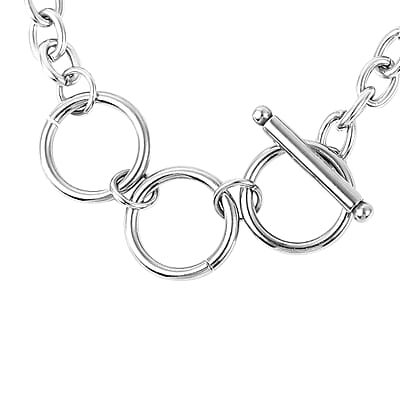 White Mother Of Pearl Station Bracelet in Stainless Steel (7.5-9.5In)