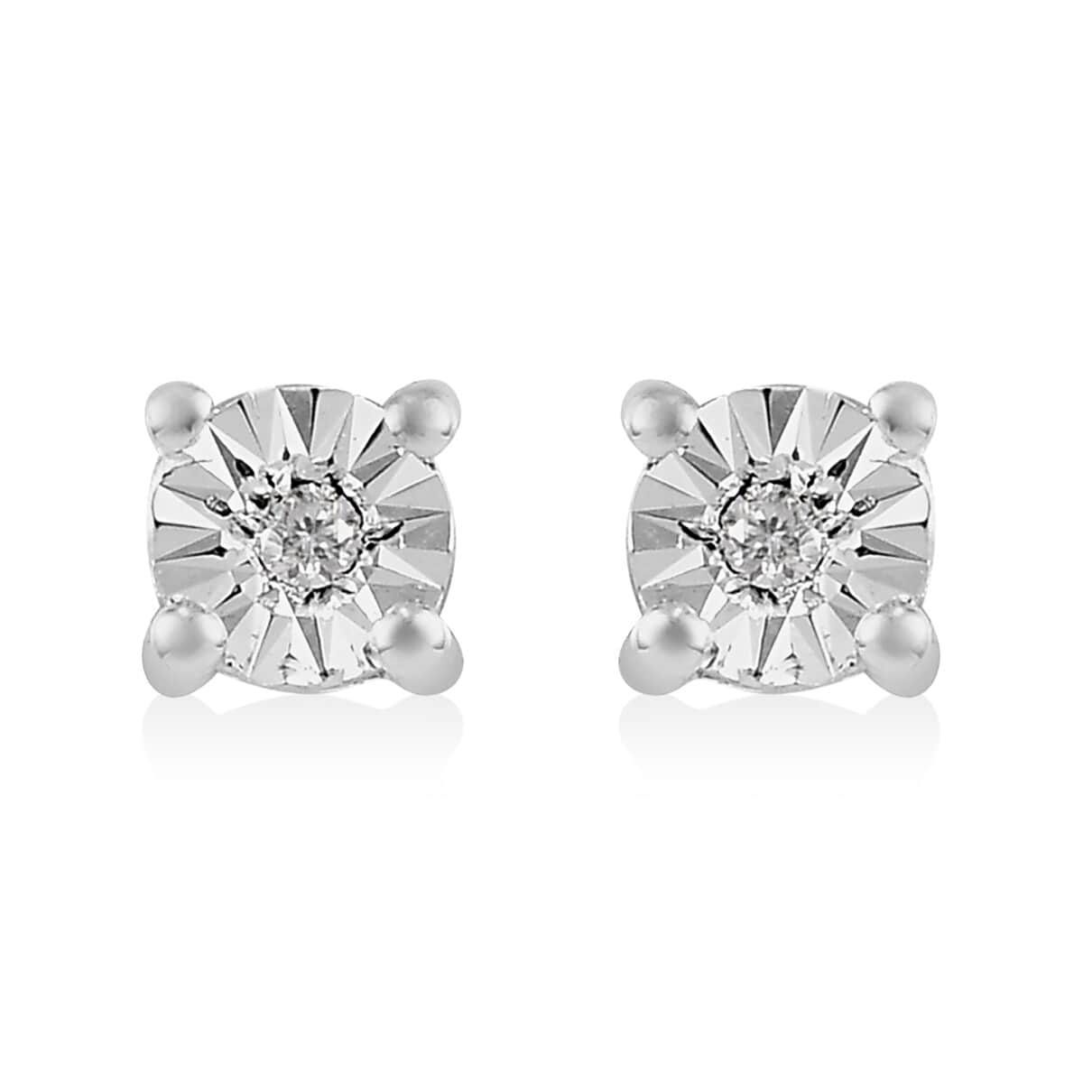 Moissanite Accent Solitaire Stud Earrings in Sterling Silver image number 0